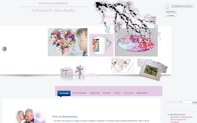 Webdesign für Geschenkeshop